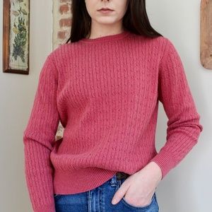Relaxed Pink Cable Knit Sweater Size XL